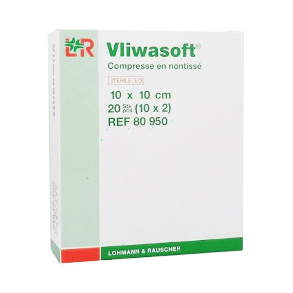 L&R Vliwasoft Compresse en Non-Tissé 10cmx10cm Stérile 10x2 compresses