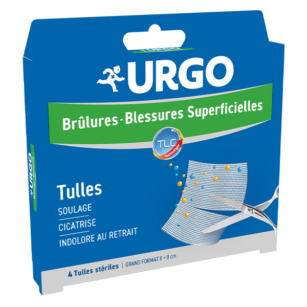 Brûlures Tulles 8X8, PF, boîte de 4 tulles