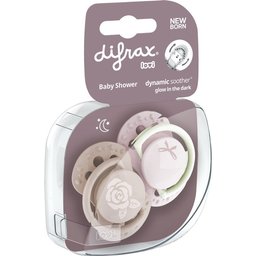 Tétine Dynamic Baby shower rose-blanc 0-2m