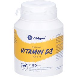 Vit4You® Vitamine D3 3000 UI 120 + 60 gélules gratuites