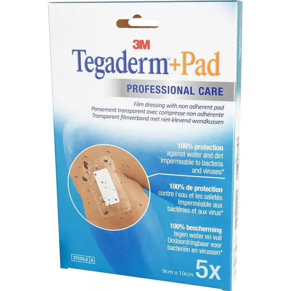 Tegaderm + Pad Pansement Transparent Stérile 9cm x 10cm 5 unités