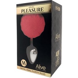 Anal Pleasure Plug Lisse Métal Pompon Rouge Taille M 1ut