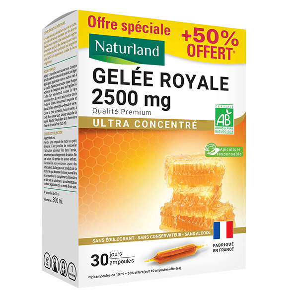 GELEE ROYALE BIO 2500mg 20 AMP.x10ML + 10 AMP. x 10ML OFFERTES