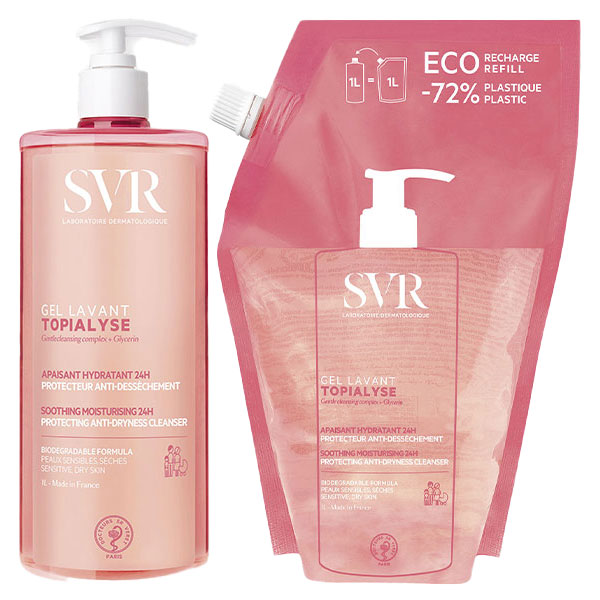 Topialyse Gel Lavant 1L + Eco-Recharge 1L Peaux Atopiques et Sensibles