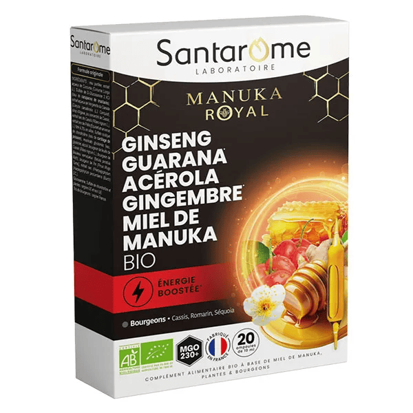 Ginseng Guarana Acérola Miel de Manuka Bio 20 ampoules