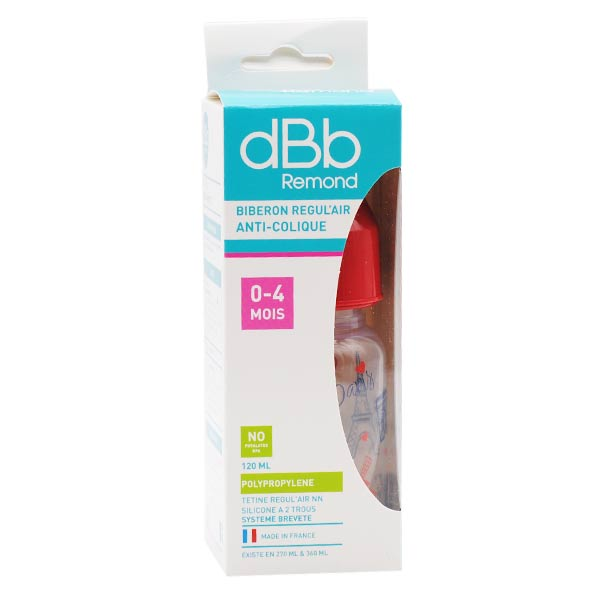 Biberon Régul'Air Anti-Colique Rouge Paris 0-4 mois 120ml