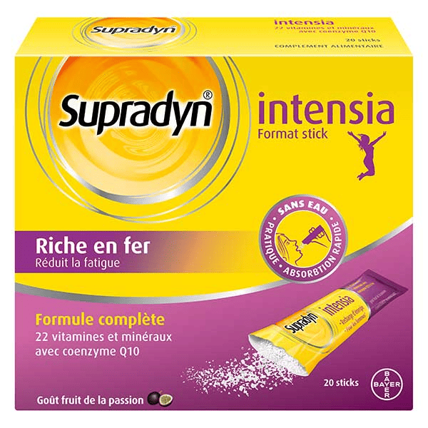 Intensia Réduit la Fatigue Vitamines Minéraux et Fer 20 sticks