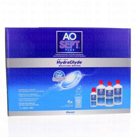 AOSEPT Plus - Hydraglide Solution oxydante nettoyante et décontaminante 3 flacons de 360ml + 1 flacon de 90ml
