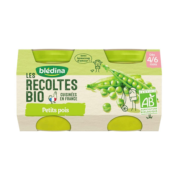 Les Récoltes Bio Pot Petits Pois +4m 2 x 130g