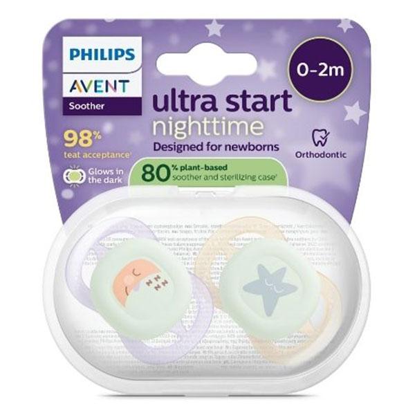 Sucette Ultra Start Nuit 0-2M Pastelle silicone, sans BPA