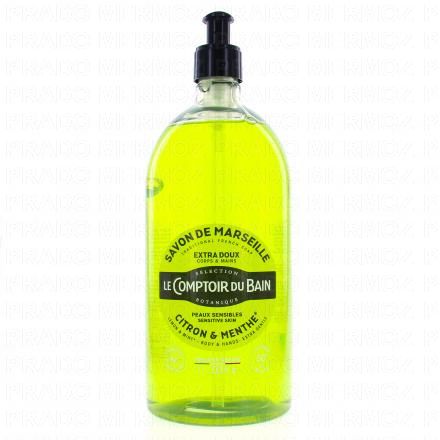 LE COMPTOIR DU BAIN Savon liquide de marseille citron menthe flacon 1l