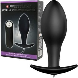 Anal Plug Silicone Anchor Shape 12 Modes Vibration Black 1pc