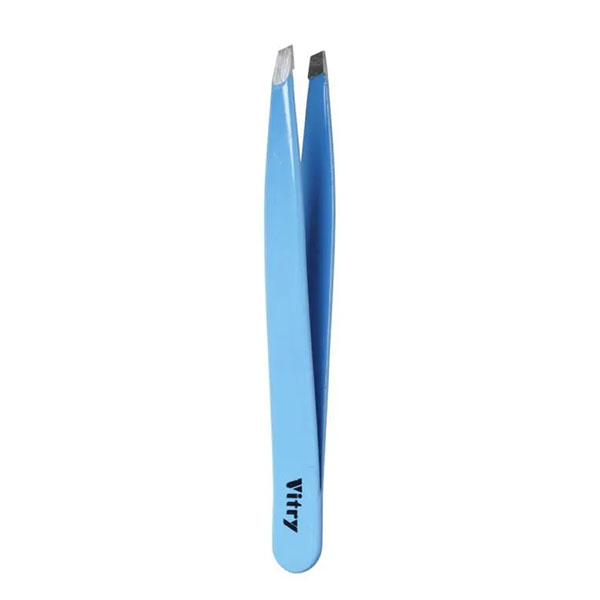 Pince À Épiler Professionnelle Mors Biais Inox Bleue
