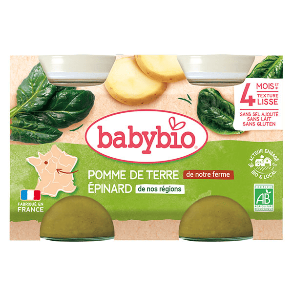 Légumes Pot Pomme de Terre Epinards +4m Bio 2 x 130g