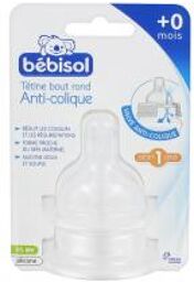 Tétines en silicone Bout rond Anti-colique Débit lent Bébé 0-6 mois - Blister 2 tétines