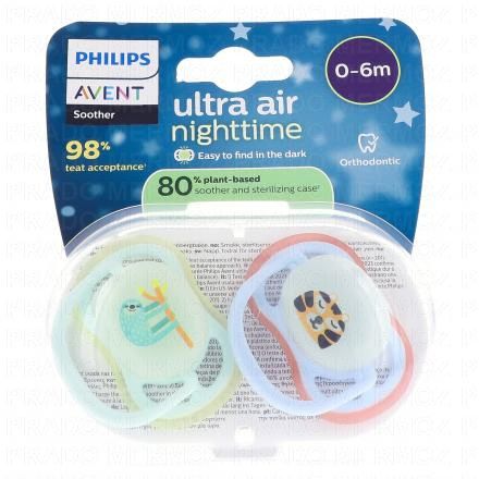 Sucettes Ultra Air Night 0-6 mois lion/paresseux