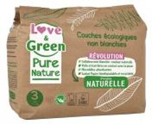 Couches Écologiques Pure Nature 42 Couches Taille 3 Midi (4 à 9 kg) - Paquet 42 couches
