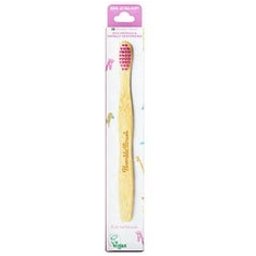 Brosse à dents pour enfants en bambou rose très doux