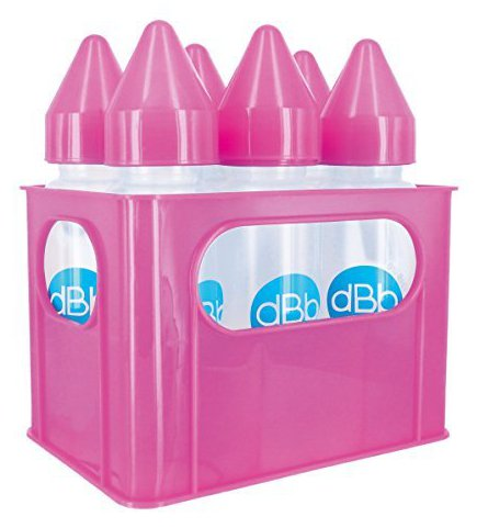 Porte-Biberons Rose + 6 Biberons en Polypropylène 270ml
