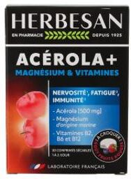 Acérola + Magnésium + Vitamines 30 Unités - Boîte 30 Comprimés de 2 g