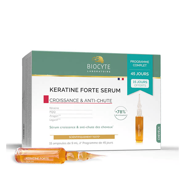 Pack Kératine Forte Serum  Anti-chute 15 Ampoules de 9 ml 45 jours