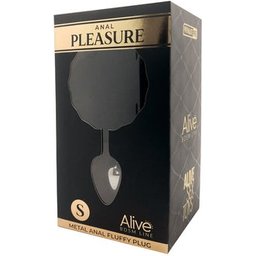 Anal Pleasure Plug Lisse Métal Pompon Noir Taille S 1ut
