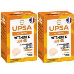 Vitamine C 500 mg - 30 comprimés à croquer - Adulte & Enfant dès 10 ans - Complément alimentaire sans sucres, goût orange - Fatigue passagère et défenses immunitaires