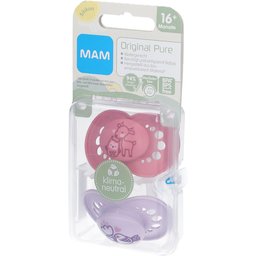 Original Pure Tétines en silicone à motif rose-rose 16 mois et +