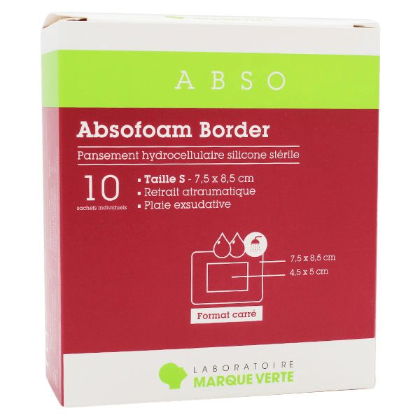 Absofoam Border Pansement Hydrocellulaire Silicone Stérile 7,5 x 8,5cm 10 pansements