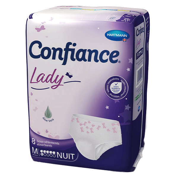 Confiance Lady Nuit Sous-Vêtements à l'Aloe Vera 6 Gouttes Taille M 8 unités