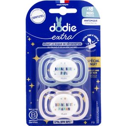 Extra Sucette Anatomique +18M F9 Fine Nuit 2 uts