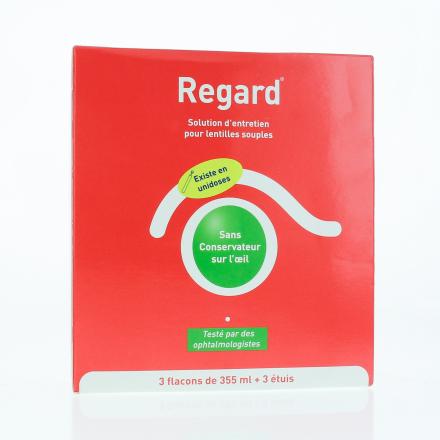 HORUS PHARMA Regard Solution d'entretien pour lentilles souples flacons 3 x 355 ml + 3 étuis