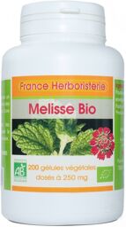 200 gélules MELISSE BIO AB dosées à 250 mg.