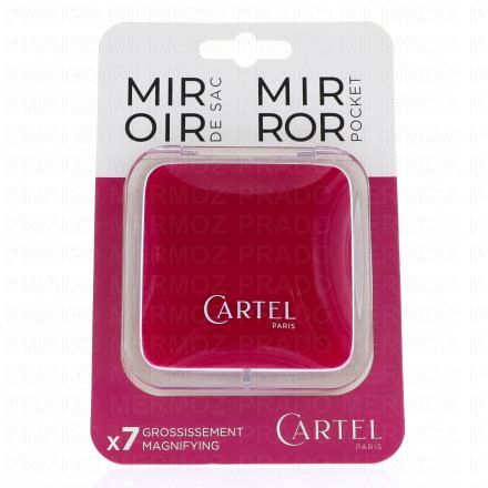 Cartel - Miroir de sac grossissant x7 carré framboise