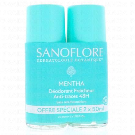 Déodorant Fraicheur Bio Anti-traces 48h Mentha lot 2x50ml