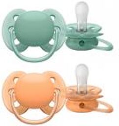 Ultra Soft 2 Sucettes Orthodontiques pour 18 Mois + - Boîte 2 sucettes + 1 boîte de stérilisation