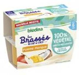 Les Brassés au Lait de Coco Pomme-Mangue dès 6 Mois 4 Unités - Carton 4 pots de 95 g