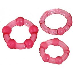 Set de trois anneaux de pénis roses 3pcs