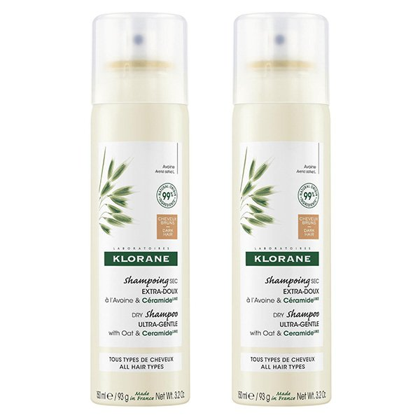 Duo Spray Shampoing Sec Teinté Extra Doux Avoine & Céramide Cheveux Châtains à Bruns Lot de 2 x 150ml