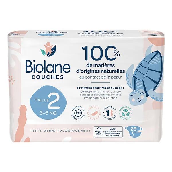 Couches Naturelles Taille 2 Ultra-Absorbant Pas de Fuite 28 unités