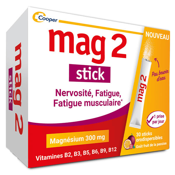 Stick Magnésium et 6 Vitamines B Nervosité Fatigue 30 sticks