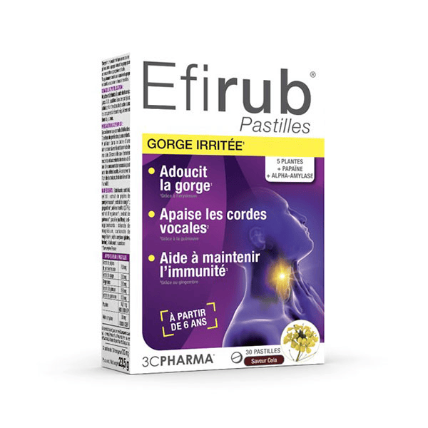 Efirub Pastilles Gorge Dès 6 ans 30 pastilles Cola