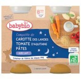 Bonne Nuit Compotée de Carotte Des Landes Tomate d'Aquitaine Pâtes - Carton 2 pots de 200 g