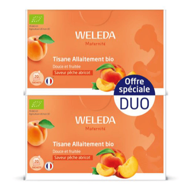 Duo Tisane Allaitement bio Pêche Abricot lot de 2x 20 sachets