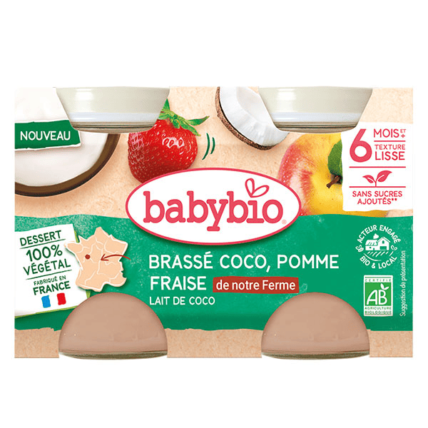 Brassé Végétal au Lait de Coco - Pomme Fraise de nos Fermes - 2x130g