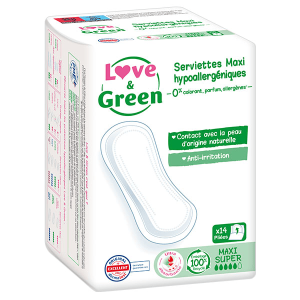 Serviettes Hypoallergéniques Maxi Super 14 unités