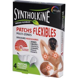 SyntholKiné Patch Flexible pour soulager les douleurs musculaire des zones ciblées : cervicales, lombaires, épaules et poignets - Boite de 4