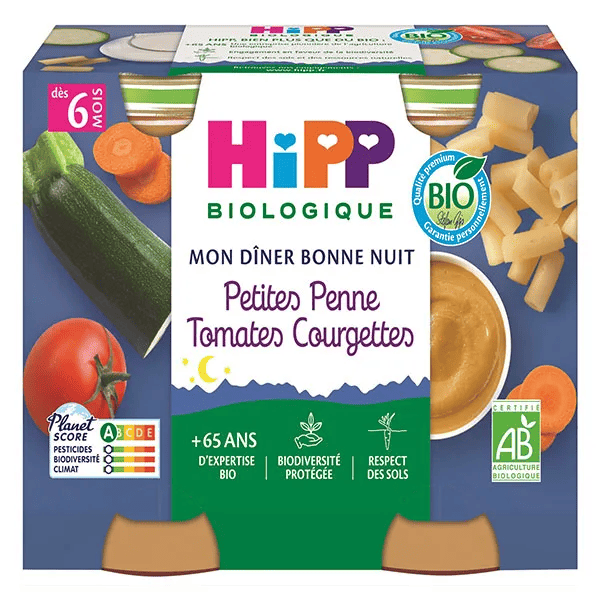 Bio Mon Dîner Bonne Nuit Bol Petites Penne Tomates Courgettes +6m 2 x 190g