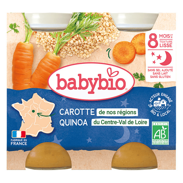 Repas Soir Pot Mouliné Carotte Quinoa +8m Bio 2 x 200g