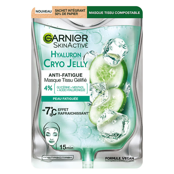 Skin Active Masque Tissu Gélifié Anti-Fatigue Hyaluron Cryo Jelly 27g